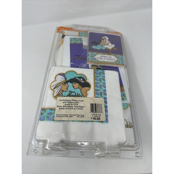 Vintage Party Pac 65 pieces Disney's Aladdin Birthday Set for 8 Invitations Hats - Picture 9 of 9